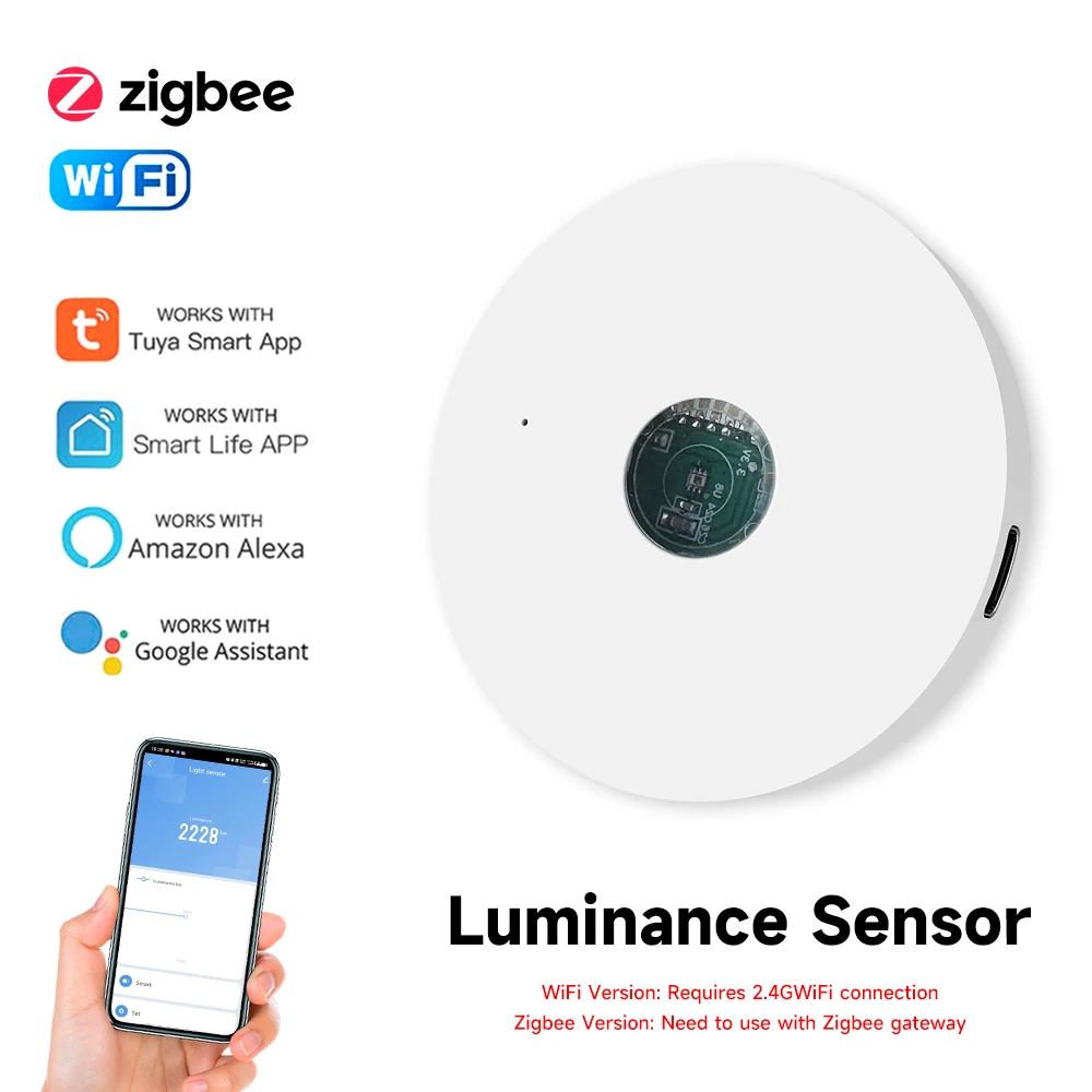 Home Automation Technology - Tuya-Sensor de luz WiFi/ZigBee, Sensor de